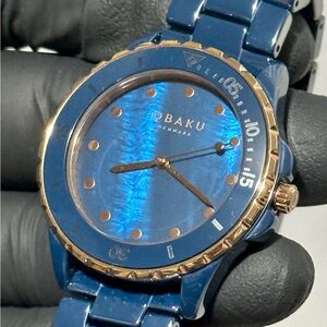 Obaku Urt Lille Blue Mother-Of-Pearl Dial Two-Tone Ceramic 36mm Unisex Watch